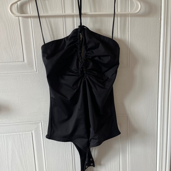 Dynamite Keyhole Front Halter Bodysuit Black XS - Picture 3 of 6